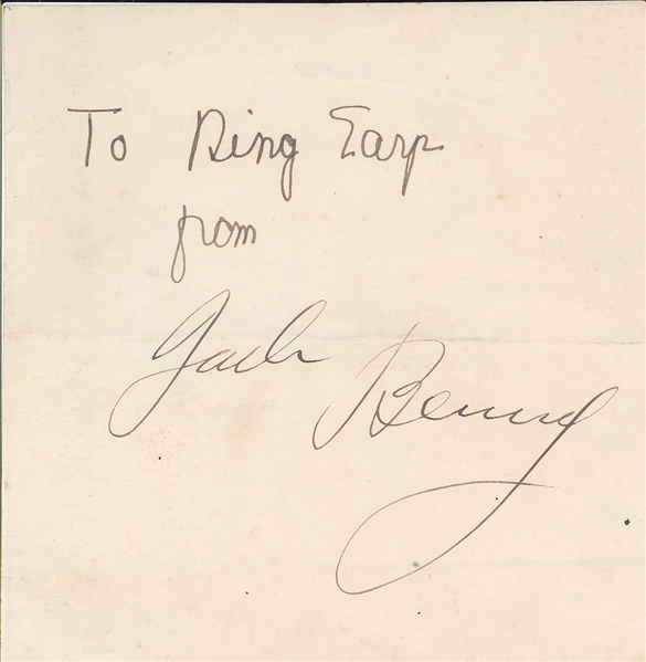 Jack Benny Signed Album page