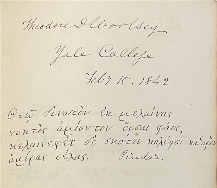 Important Yale Signed Book by Noah Webster, Yale Presidents Jeremiah Day, Theodore Dwight Woolsey 