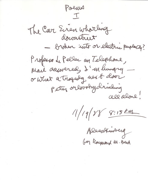 Rare Allen Ginsberg Original Poem