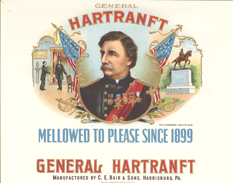 Gen. John F. Hartranft Signed document With Superb Cigar Label