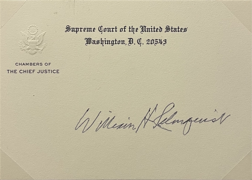 William Rehnquist Signed Supreme Court Card