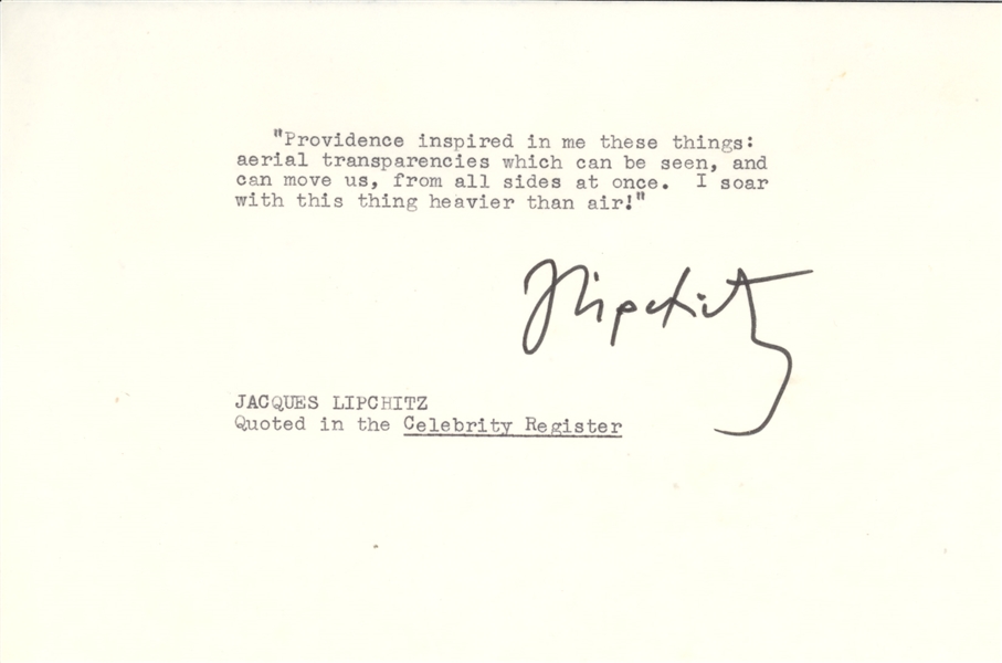 Collection of writers Jacques Lipchitz Chaim Pollok Typed signed poem,Eugene O'Neill,  