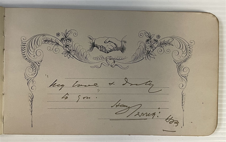 Autograph Album with William T. Sherman, Henry M. Stanley, Edwin Booth, Wade Hampton, Henry Irving, Zebulon B. Vance and many more….