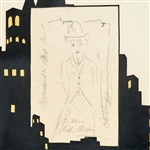 Rare Charlie Chaplin Hand Drawn 3 Quarters Sketch as the Tramp