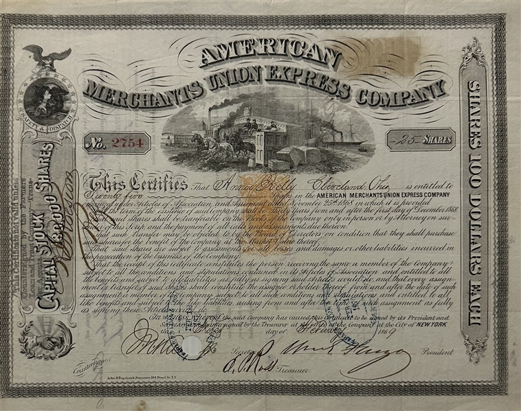 American Merchants Union Express Company signed by William Fargo