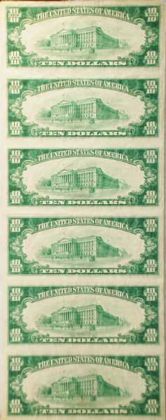 Uncut Sheet, serial number 3,Cooperstown, NY - $10 1929 Ty. 1