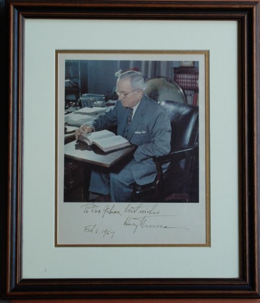Harry Truman Rare Color Signed Photo