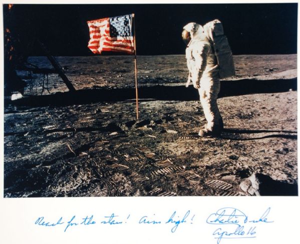 Apollo Astronaut CHARLIE DUKE - Lunar Photo Signed
