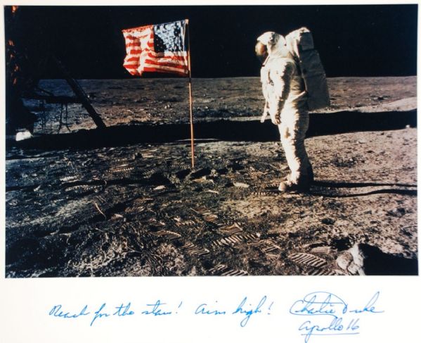 Apollo Astronaut CHARLIE DUKE - Lunar Photo Signed
