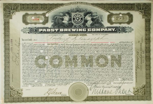 GUSTAVE PABST, Brewer, 
