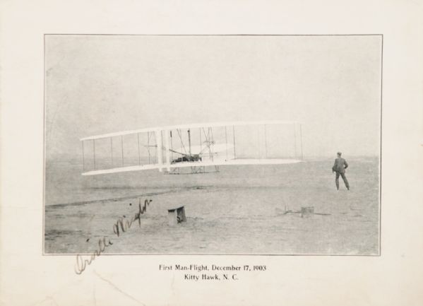 Orville Wright Signed First Flight Photograph