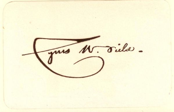 Cyrus W. Field (1819-1892) Promoter of the first Atlantic Cable. 4 3/4" X3" sheet signed, mounted to a card.