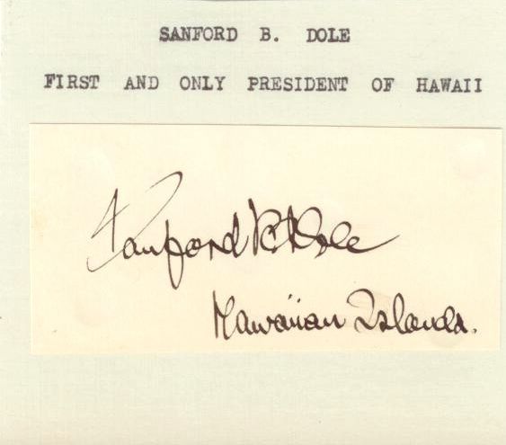 Signed Card by President of Hawaii


