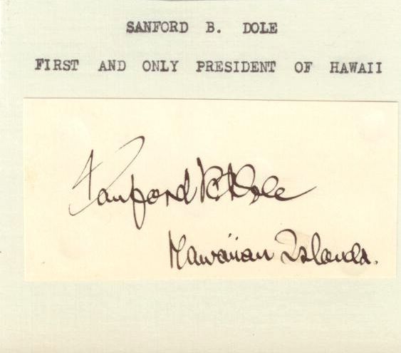 Signed Card by President of Hawaii

