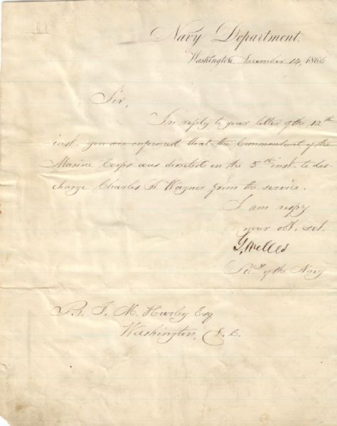 Civil War Naval Document Signed Gideon Welles