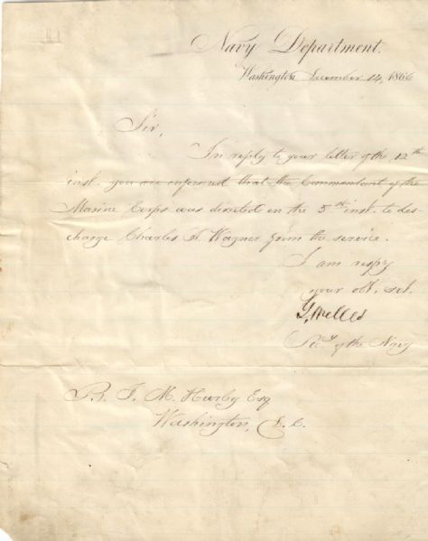 Civil War Naval Document Signed Gideon Welles