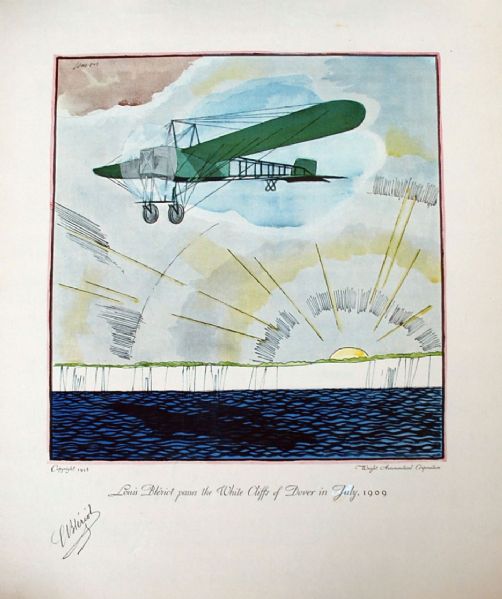 Signed Louis Bleriot Lithograph
