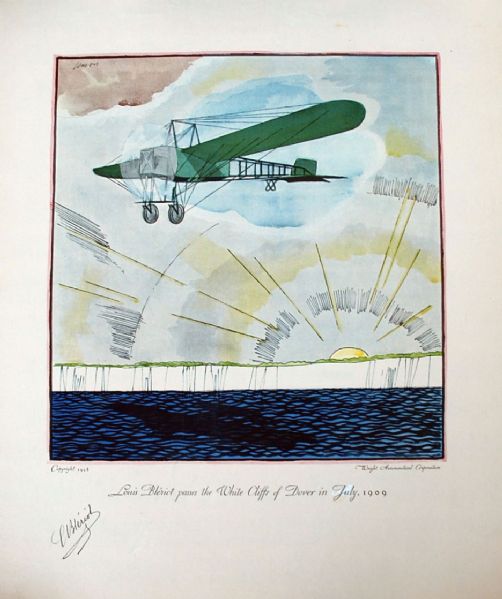 Signed Louis Bleriot Lithograph
