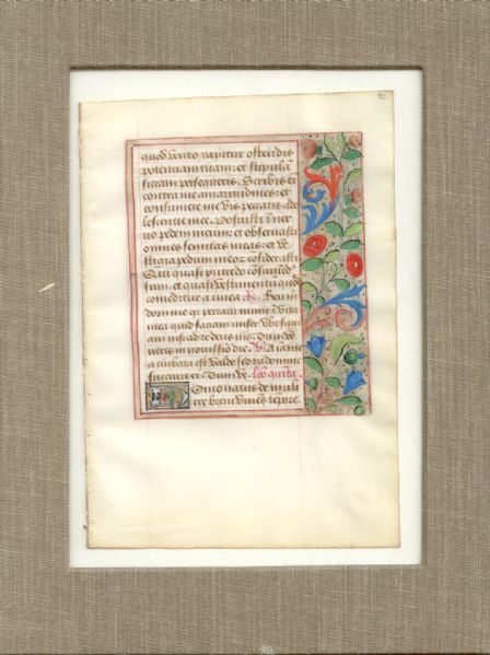 15th century Book of Hours Leaf