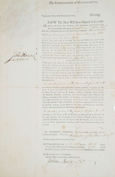 John Hancock Appoints Justice Of the Peace