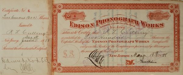 Thomas Edison Signed Phonograph stock