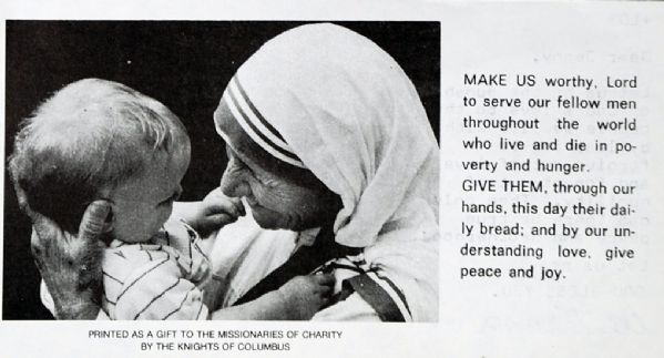 Mother Teresa Signed Prayer