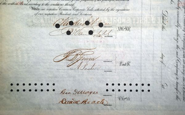 Railway Stock signed by 3 Vanderbilt's,