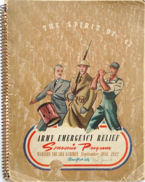 1942 Army Relief Program signed by 1940s Entertainments Greats, Including Al Jolson, Kate Smith, Ray Boldger, Harry James