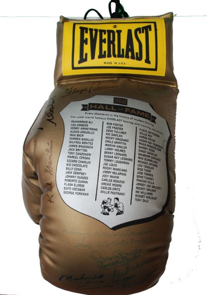 Gigantic Signed Boxing Glove by Greats: Ali, Alexis, Floyd,Galvin, Wollcott