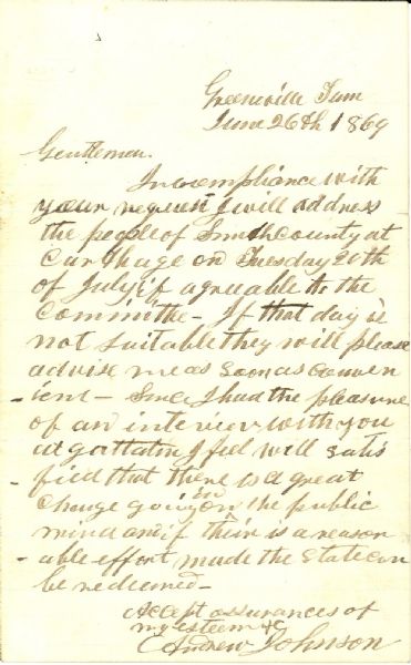 Andrew Johnson ALS in Response to a Speaking Engagement