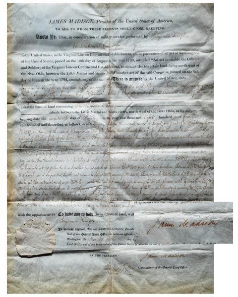 Madison Signed Ohio Land Grant