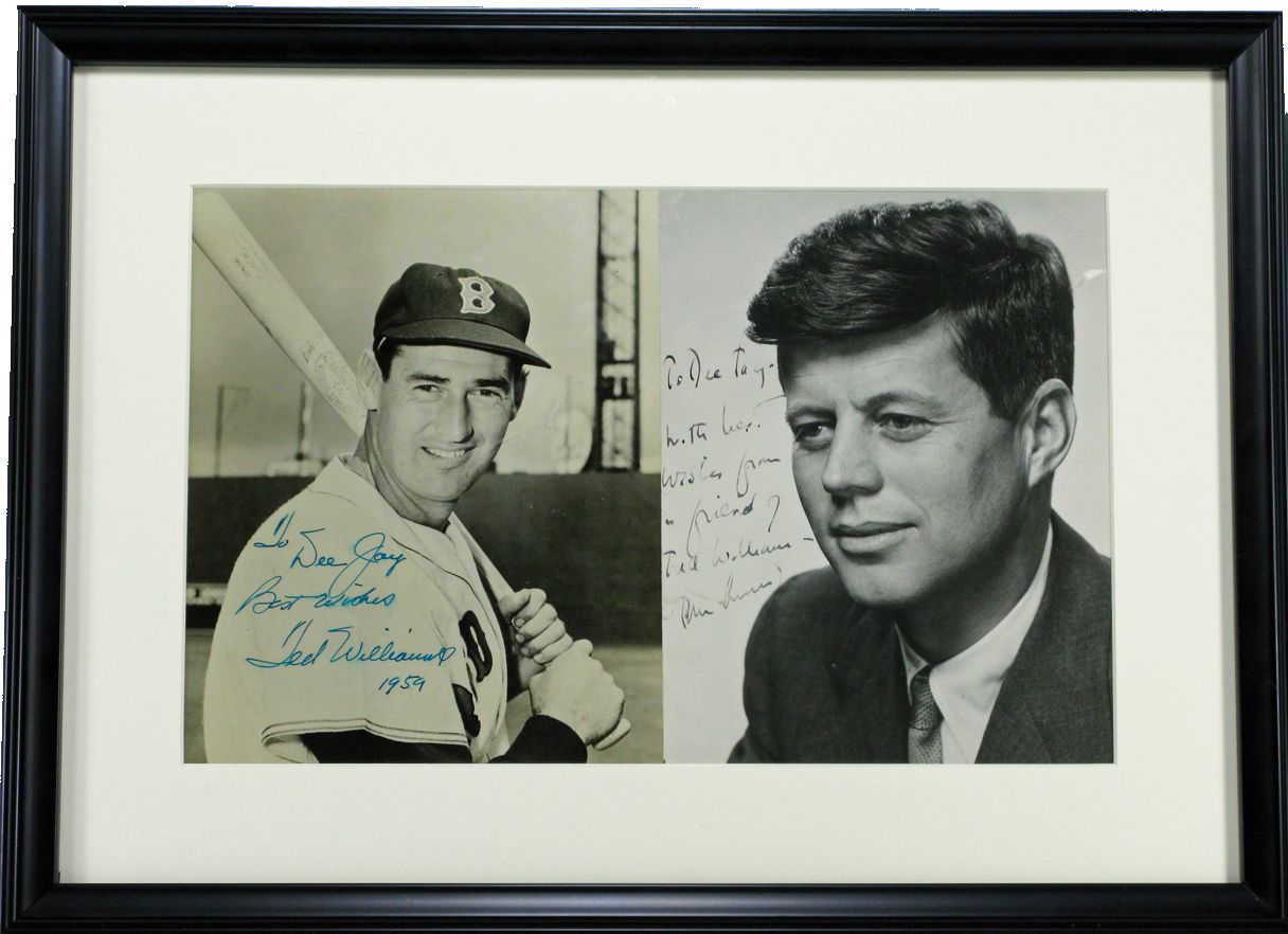 Lot Detail - A JFK Signed Photo with deep ties to Baseball; Kennedy signs  as “a friend of Ted Williams” to the young son of his best friend