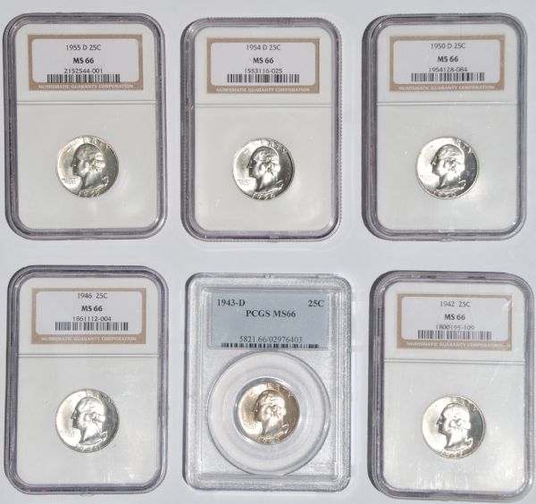 NCG Graded Quarters all MS66 1942-1964 (61 Quarters)
