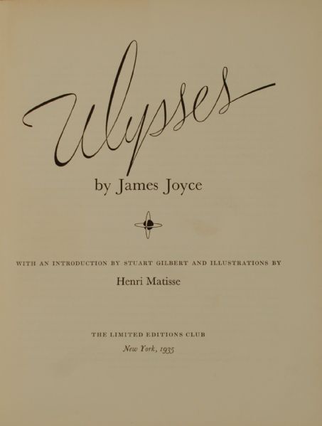 James Joyce/Matisse Signed Ulysses