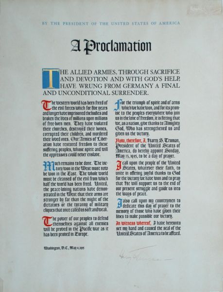 Harry Truman Signed Proclamation