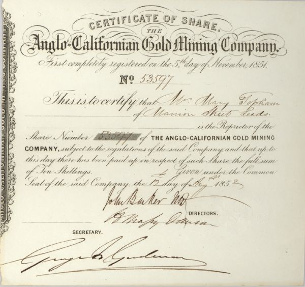 Anglo-Californian Gold Mining 1850s