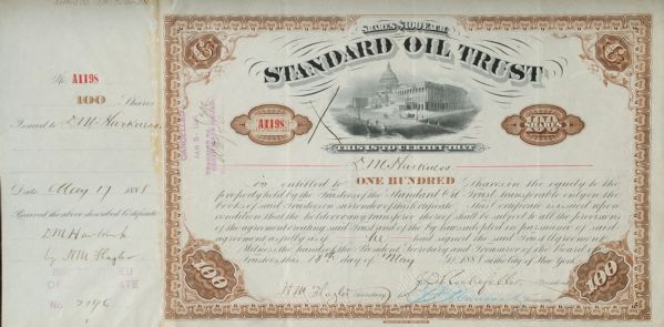 Rockefeller ,Flagler Signed Standard Oil Trust