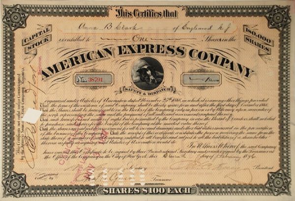 James C. Fargo, James f Fargo & William H. Seward Jr, Signed American Express 