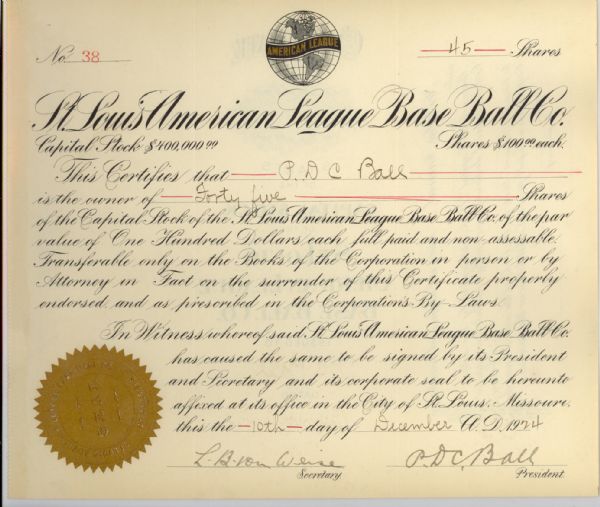 St Louis American League Base Ball Co