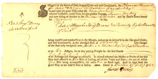 John Hancock -  Scarce Hand Annotated 1762  Autographed Document
