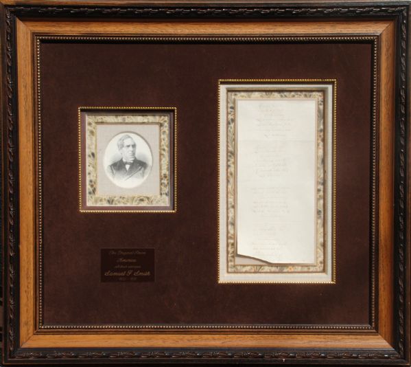 Samuel Francis Smith Original Handwritten "America"