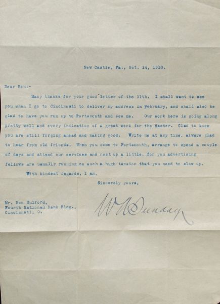 Billy Sunday To Famous Baseball Reporter