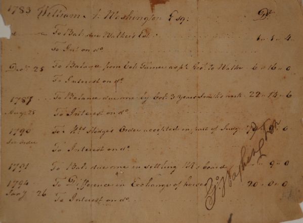 William A. Washington document with Forgery  of a George Washington Signature