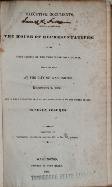 James K. Polk Signed "Executive Documents"