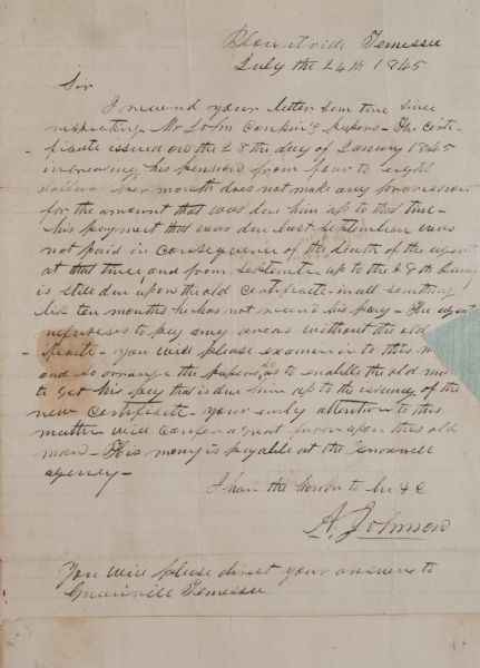 Andrew Johnson ALS & Impeachment Ticket