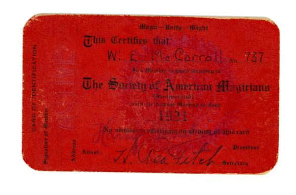 Harry Houdini & Theodore Hardeen Signed Membership Cards