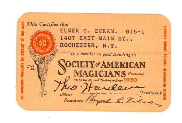 Harry Houdini & Theodore Hardeen Signed Membership Cards