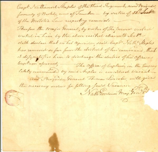 Major General Nathan Goodwin Revolutionary War Letter