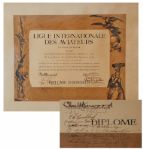 Signed Certificate for Heroism Rescue for the Akron search and Air Ship AJ3, ( By Lindbergh, Rickenbacker, Hawks ...)