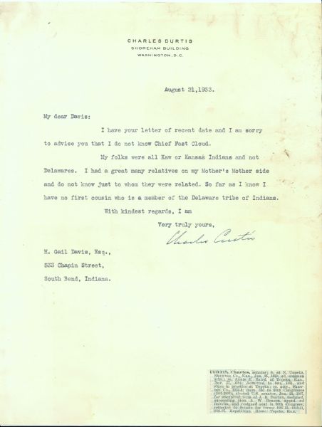 Charles Curtis "Indian Ancestry"